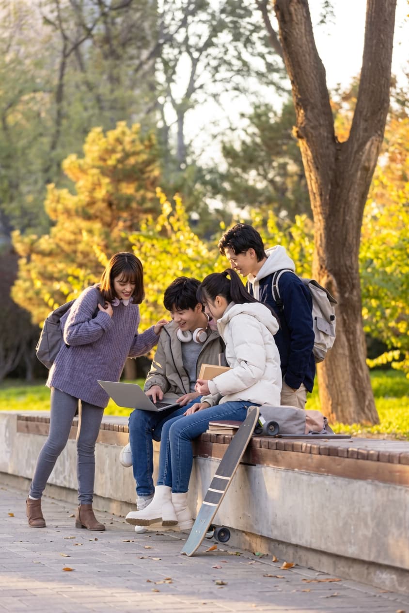 Steps for China students — Students campus archway.