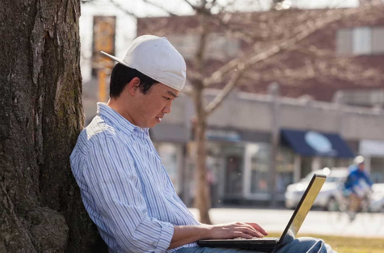 A student preparing study visa documents.